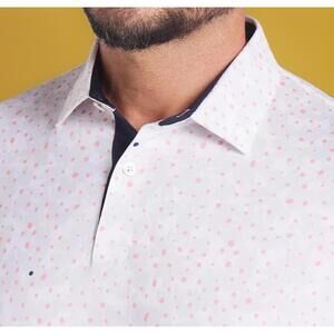 Puma Man's Size XL MATTR Bloom Field Golf White Glow/Pink Fruit